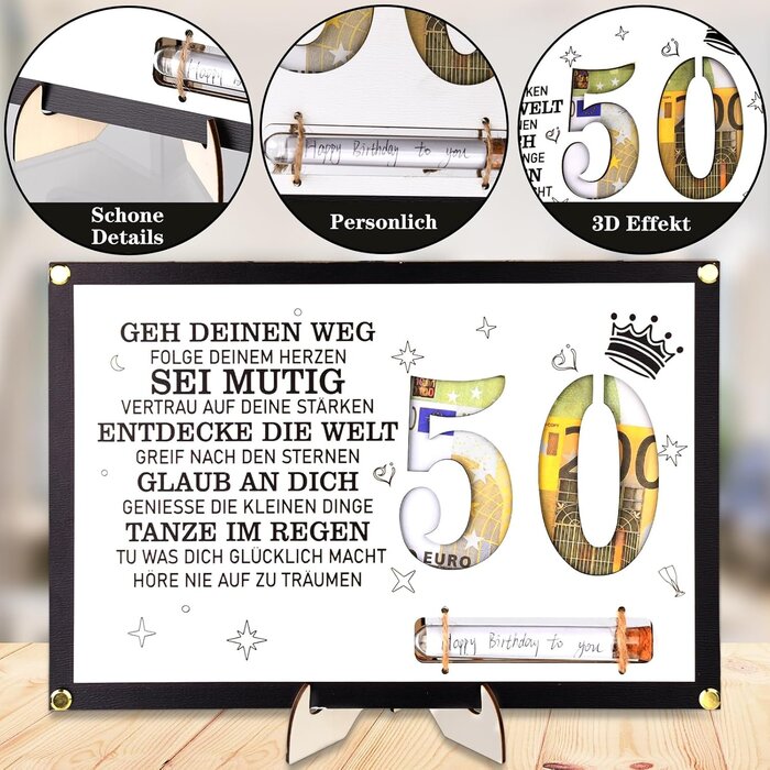 Cadre photo personnalisé A4 pour 50 ans - Cadeau d'argent | Jusqu'à -35%