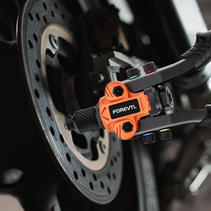 Pince à riveter pro double bras 5 embouts, 200 rivets - Jusqu'à -35% !