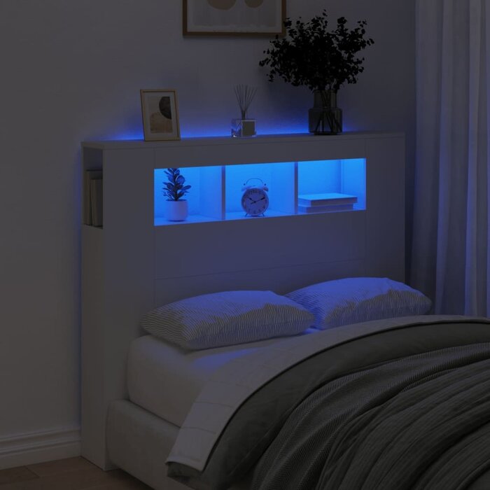 Tête de lit LED blanche 120cm en bois d'ingénierie, jusqu'à 35% de réduction