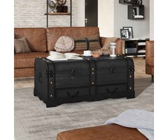 Coffre Rangement Bois Multiplex Noir 90x51x42 cm - Économisez jusqu'à 35% !