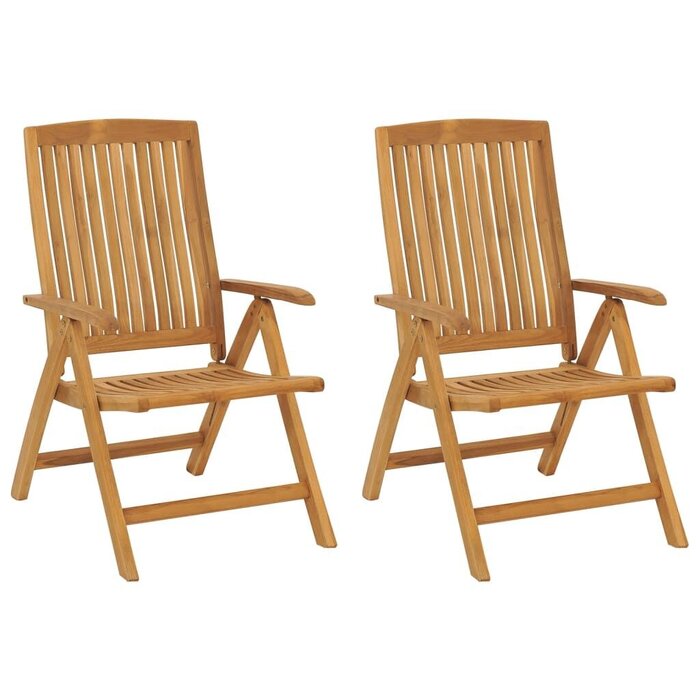 Chaises de jardin réglables 2 pièces teck massif - Jusqu'à 35% de réduction !