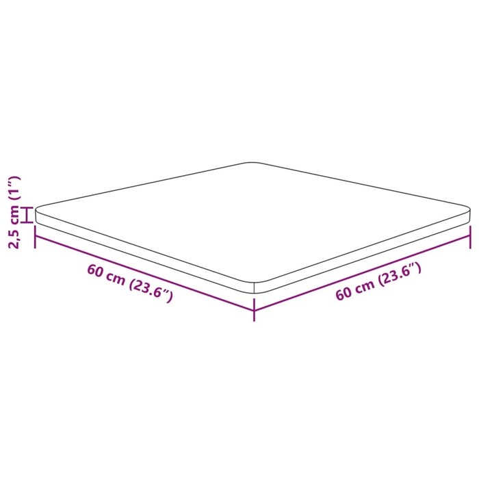 Plateau de table chêne massif marron foncé 60x60 cm - Jusqu'à 35% de réduction