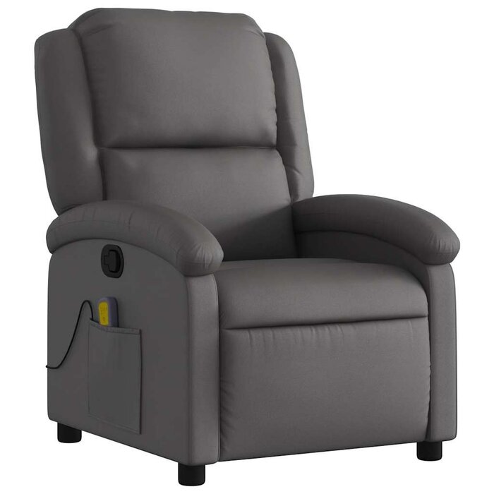 Fauteuil de massage électrique cuir véritable gris - Jusqu'à 35% de réduction !