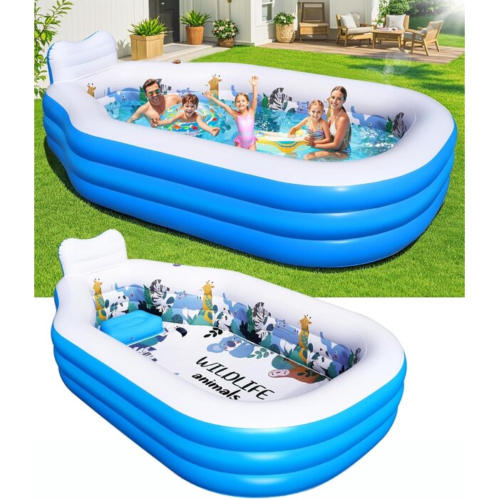 Grande piscine gonflable familiale renforcée, dossier et siège - jusqu'à 35% de réduction