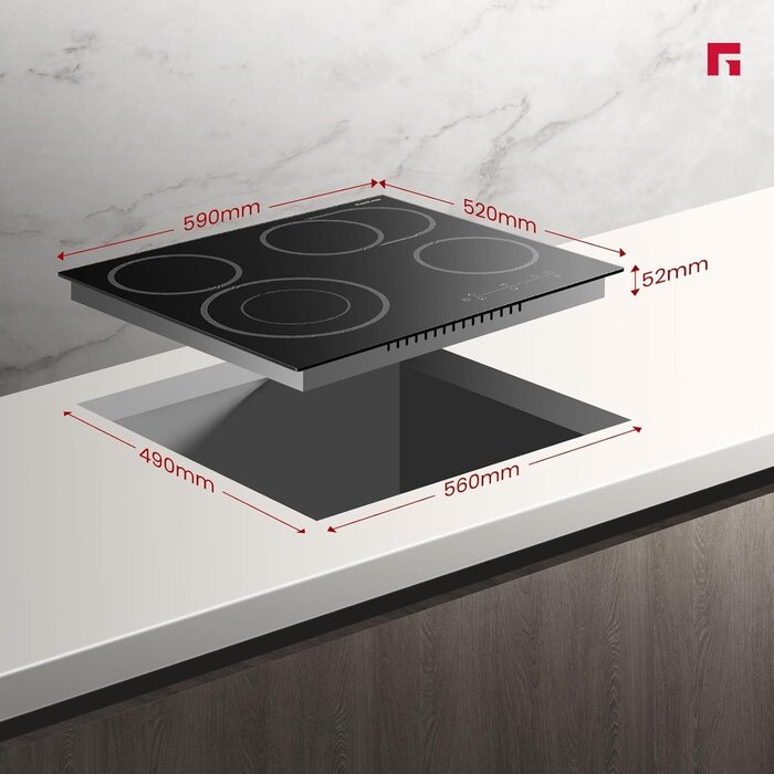 Plaque vitrocéramique 60 cm, 4 zones - Jusqu'à 30% de remise !