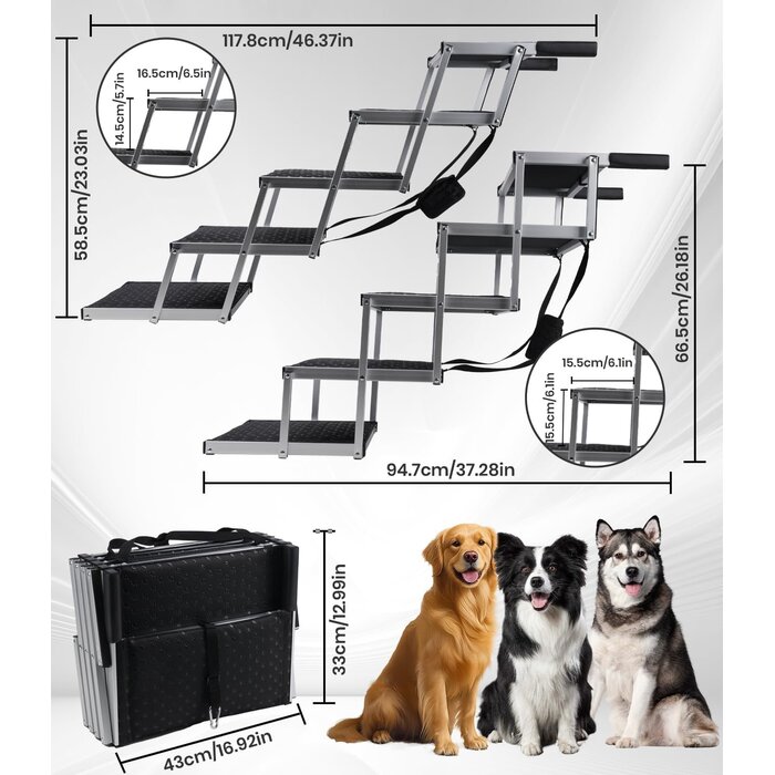 Escalier pliable chien 5 marches antidérapant pour véhicules, jusqu'à 35% de réduction !