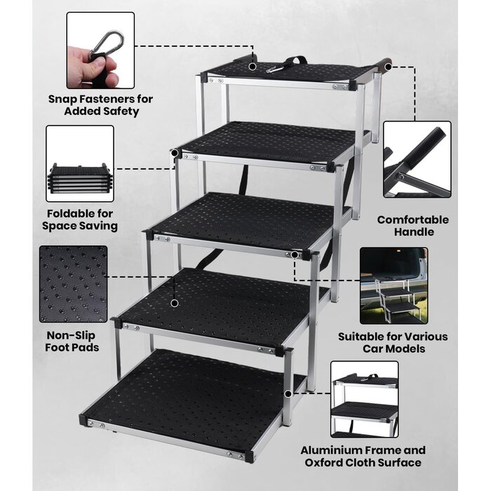 Escalier pliable chien 5 marches antidérapant pour véhicules, jusqu'à 35% de réduction !