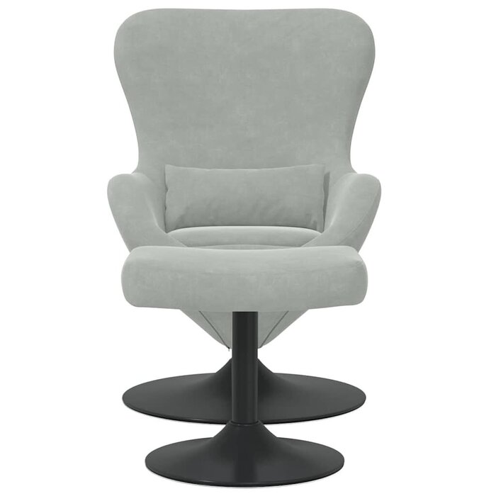 Fauteuil Œuf Velours Gris clair avec Repose-pieds - Jusqu'à -35% !