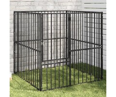Chenil 8 panneaux acier galvanisé noir 100x100x100 cm - Jusqu'à 35% de réduction