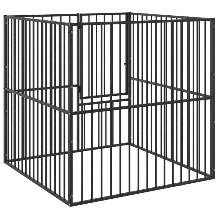 Chenil 8 panneaux acier galvanisé noir 100x100x100 cm - Jusqu'à 35% de réduction