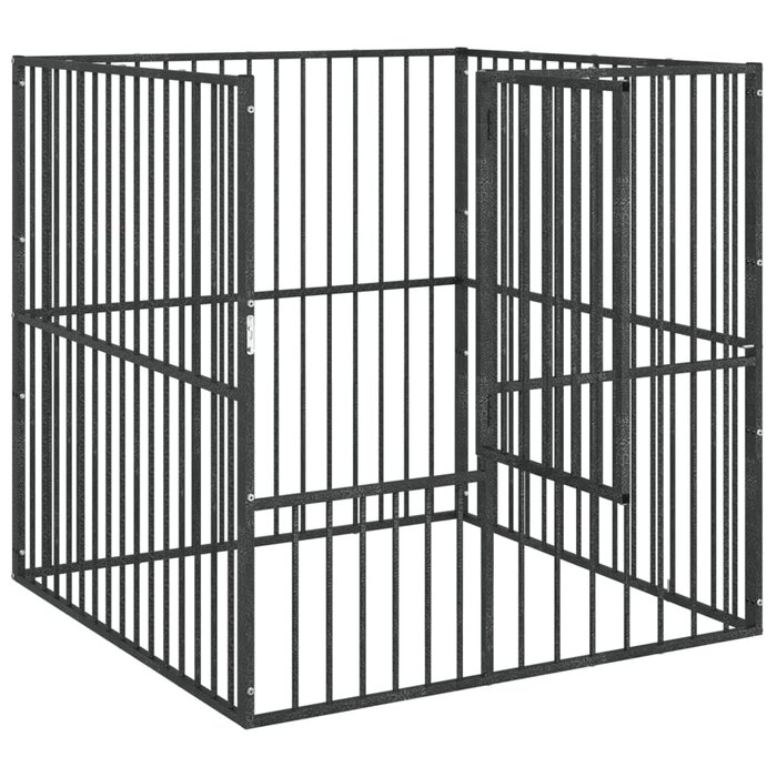 Chenil 8 panneaux acier galvanisé noir 100x100x100 cm - Jusqu'à 35% de réduction