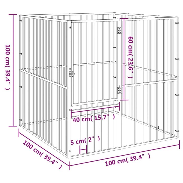 Chenil 8 panneaux acier galvanisé noir 100x100x100 cm - Jusqu'à 35% de réduction