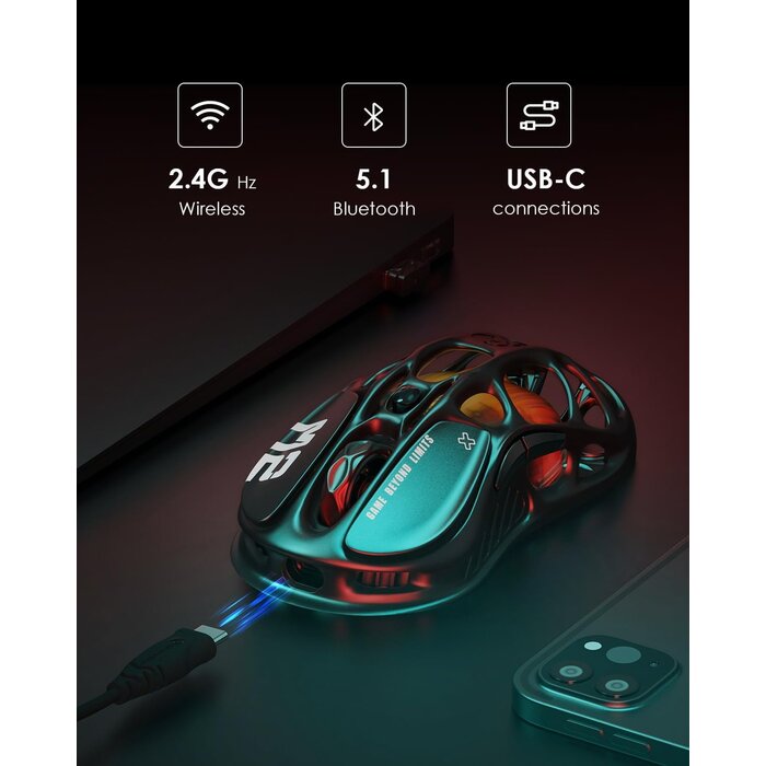 Souris de jeu ultra-légère M2, 26 000 DPI, RVB dynamique - Jusqu'à 35% de réduction