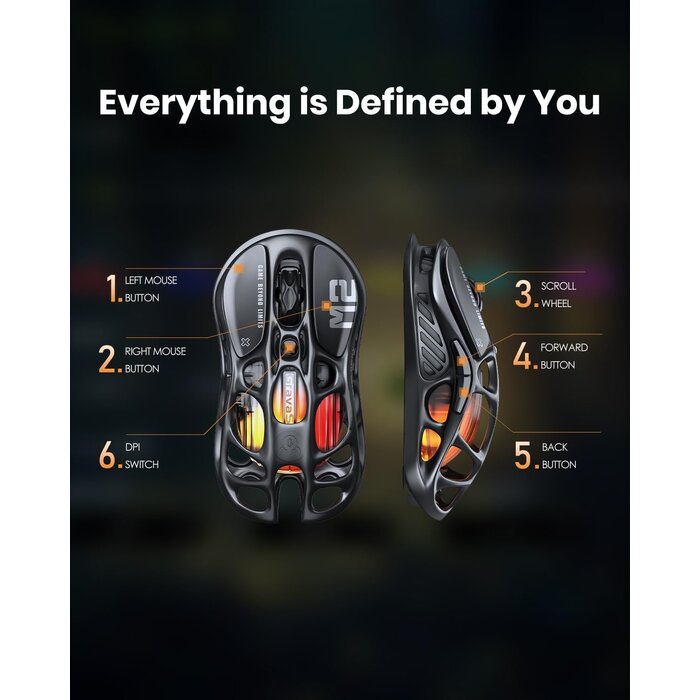 Souris de jeu ultra-légère M2, 26 000 DPI, RVB dynamique - Jusqu'à 35% de réduction
