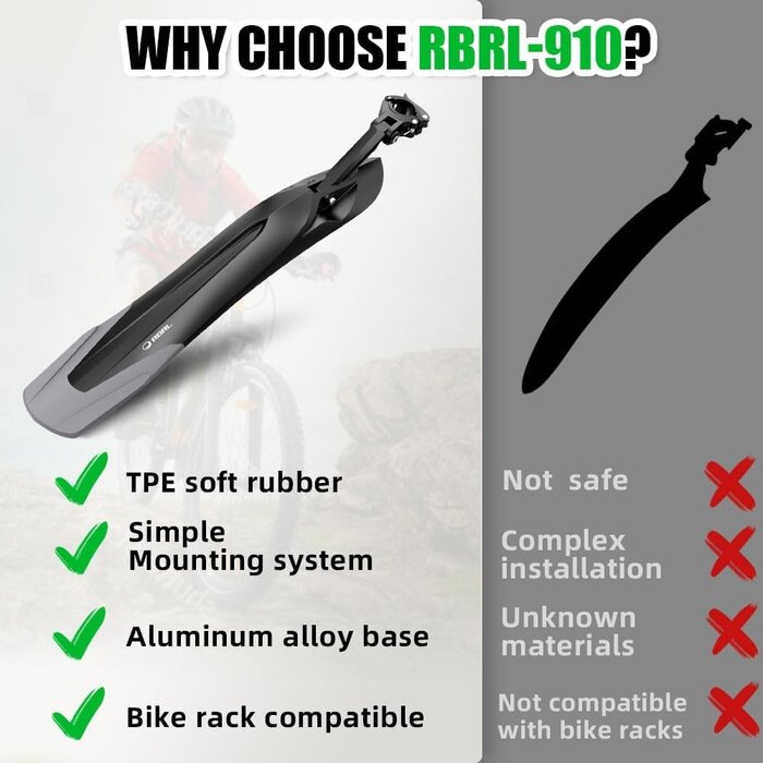 Spatbordset Universel VTT 24-29 pouces, Attache Rapide - Jusqu'à 35% !