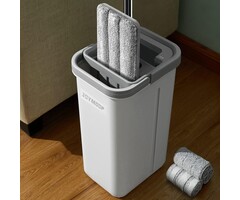 Ensemble balai plat et seau mains-libres avec 3 lingettes microfibres - jusqu'à 35% de réduction