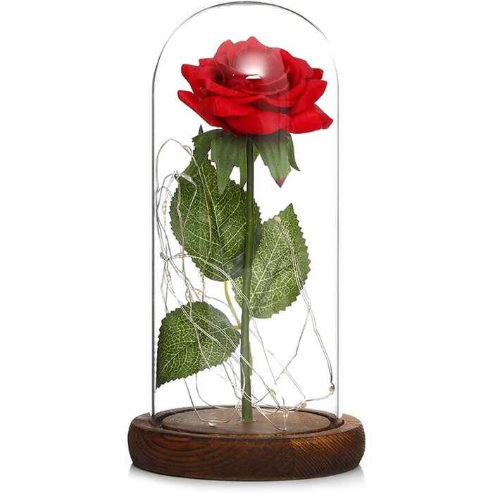 Rose Éternelle Rouge sous Dôme LED - Charme Intemporel | Jusqu'à 35% de Réduction