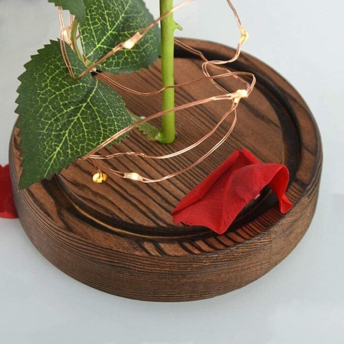 Rose Éternelle Rouge sous Dôme LED - Charme Intemporel | Jusqu'à 35% de Réduction