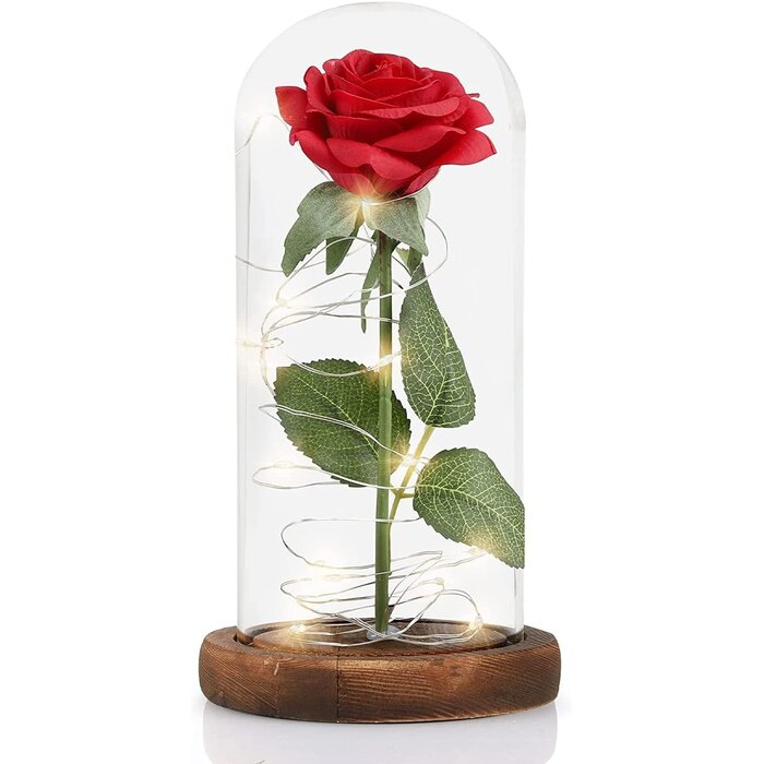Rose Éternelle Rouge sous Dôme LED - Charme Intemporel | Jusqu'à 35% de Réduction