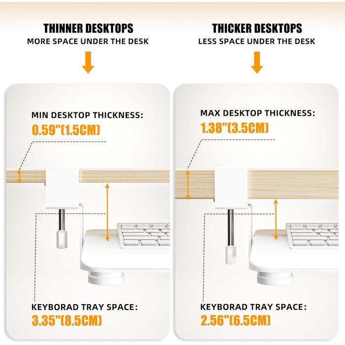 Plateau de clavier sous bureau 65x30cm, extensible, pince C | Jusqu'à -35%