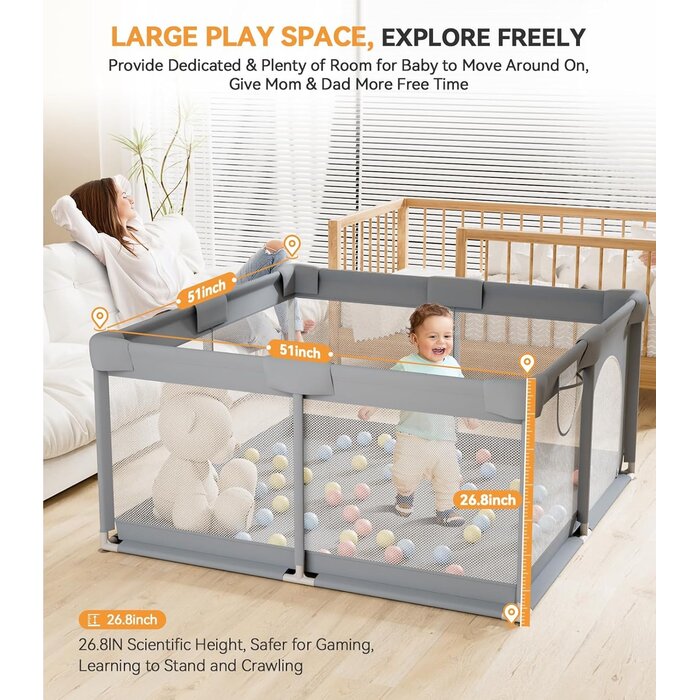 Parc Bébé 130x130cm - Aire de jeu sécurisée | Jusqu'à -35%