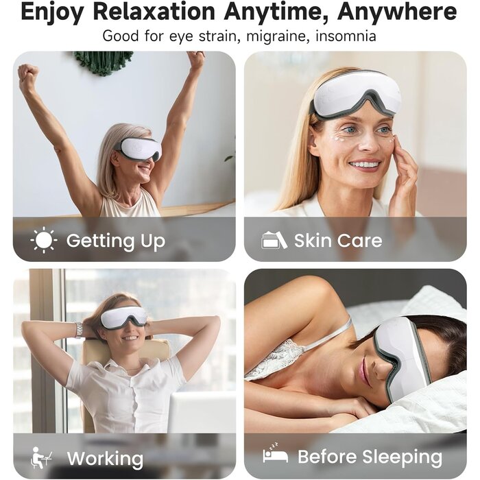 Masseur Oculaire Chauffant et Relaxant Blanc - Jusqu'à 35% de Réduction !