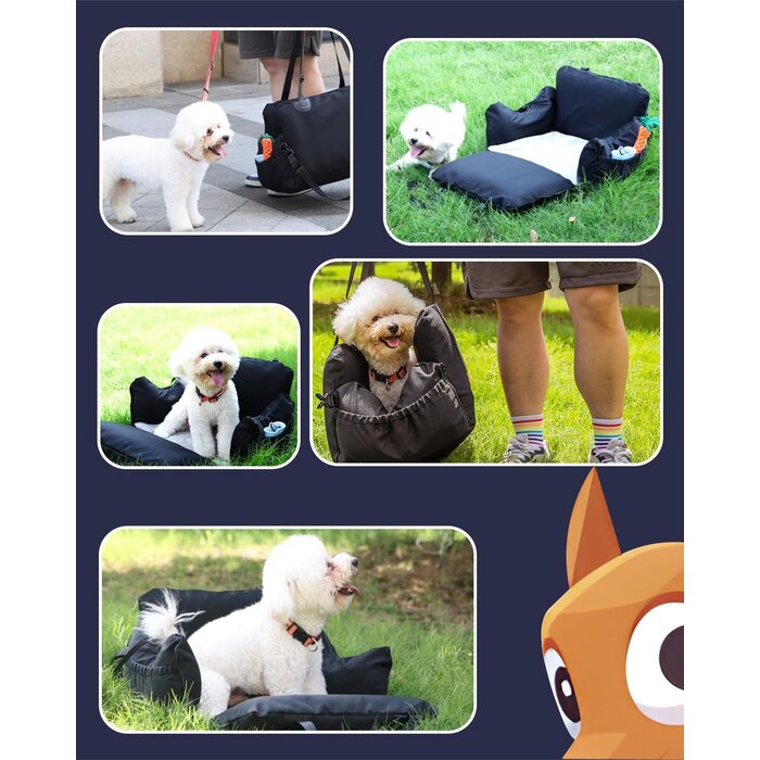 Siège auto lavable pour petit chien (max 10kg), Noir/Blanc, jusqu'à -35%