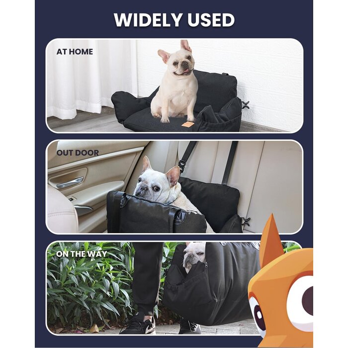 Siège auto lavable pour petit chien (max 10kg), Noir/Blanc, jusqu'à -35%