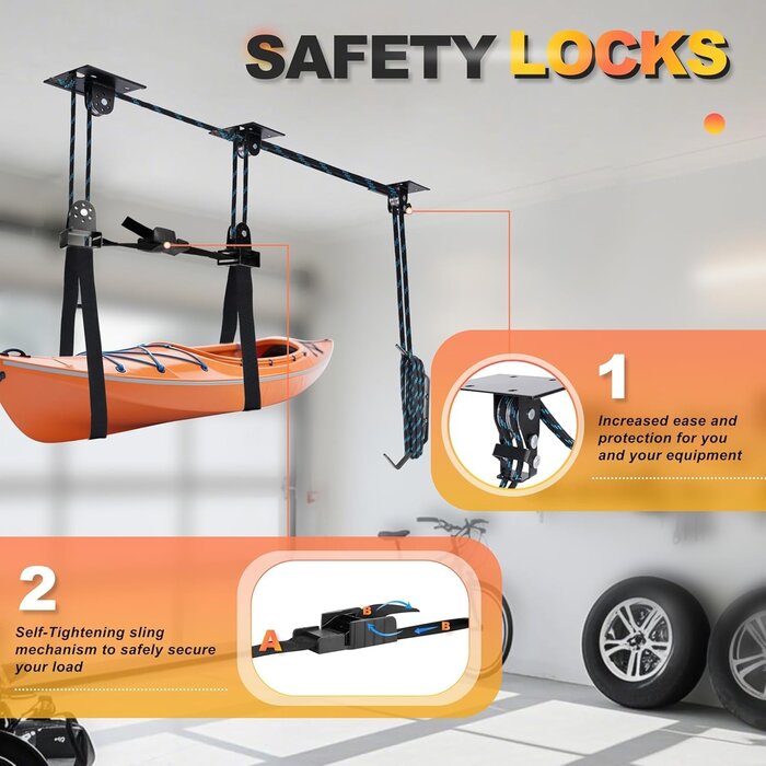 Système de levage Kayak & Canoë - Sécurité et gain de place | Jusqu'à 35% de réduction