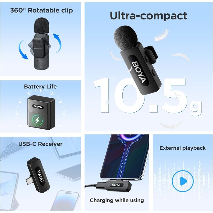 Micro Lavalier USB-C sans fil 36h pour smartphones - Jusqu'à 35% de réduction !