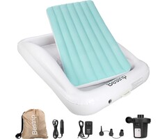 Lit de voyage gonflable enfant turquoise avec pompe intégrée - Jusqu'à -35%