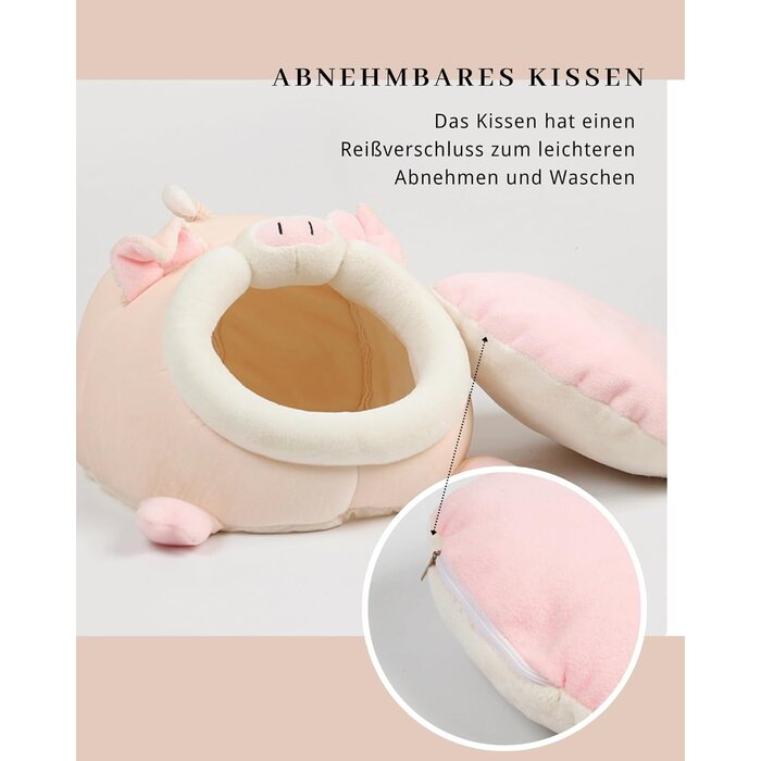 Lit cachette douillet et lavable pour petits animaux, motif cochon - Jusqu'à -35% !