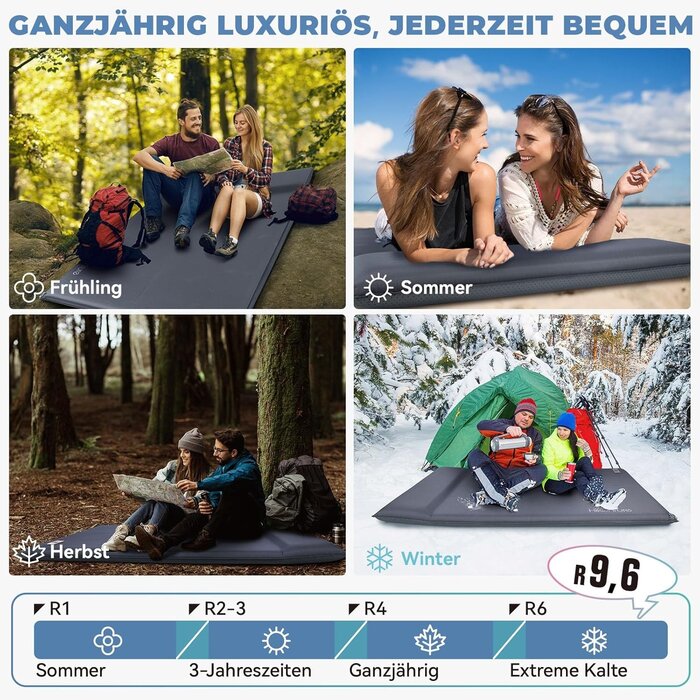 Matelas de camping double auto-gonflant avec pompe | Jusqu'à 35% de réduction