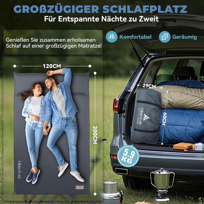 Matelas de camping double auto-gonflant avec pompe | Jusqu'à 35% de réduction