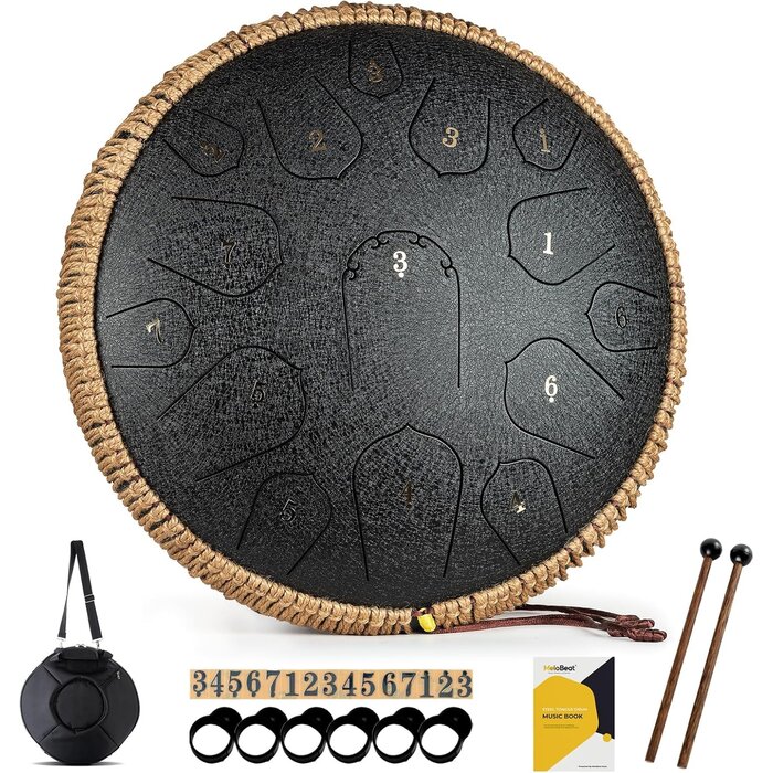 Tambour à langue en acier 35cm 15 notes Noir - Jusqu'à 35% de réduction