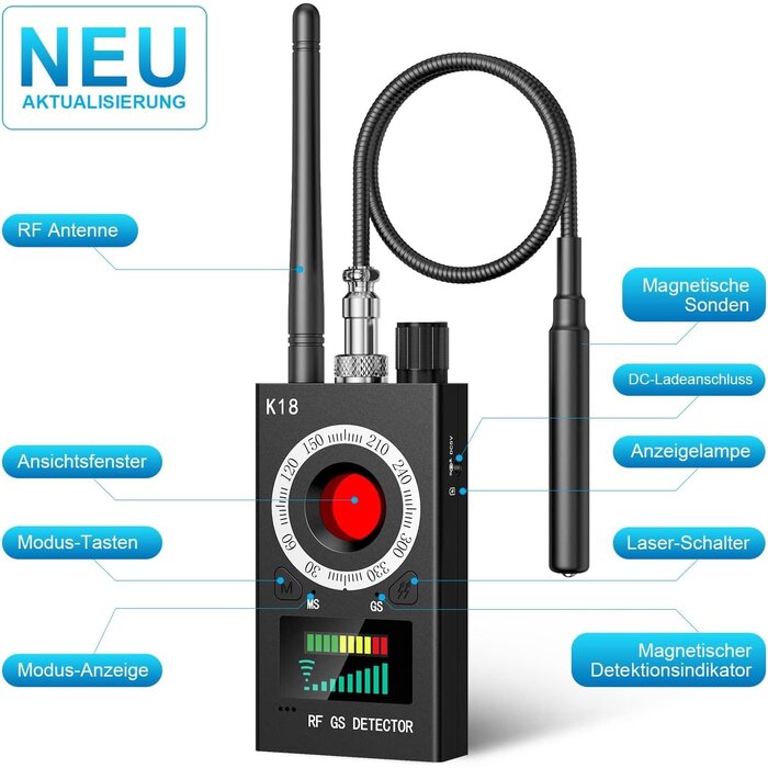 Détecteur RF pour Bugs, Caméras & Traceurs GPS Multifonctionnel - Jusqu'à -35% !