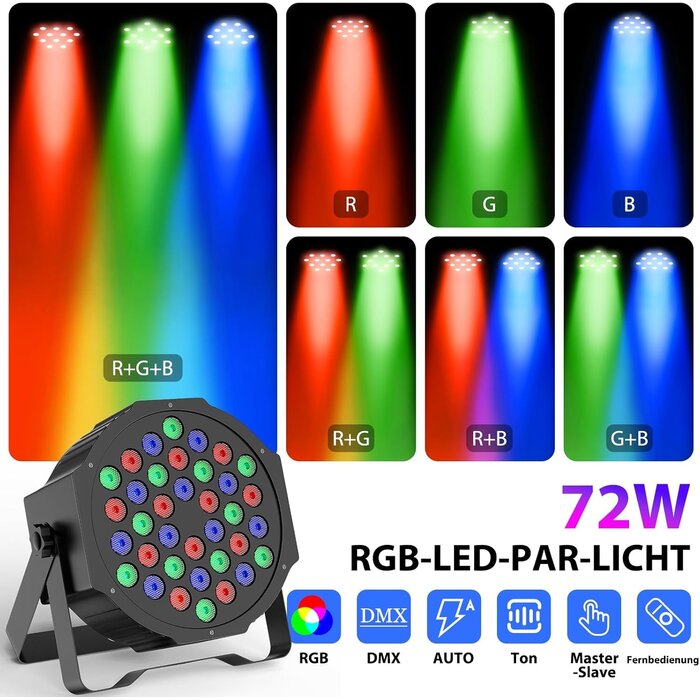 Lot de 4 Projecteurs PAR LED RGB DMX | Économisez jusqu'à 35% !