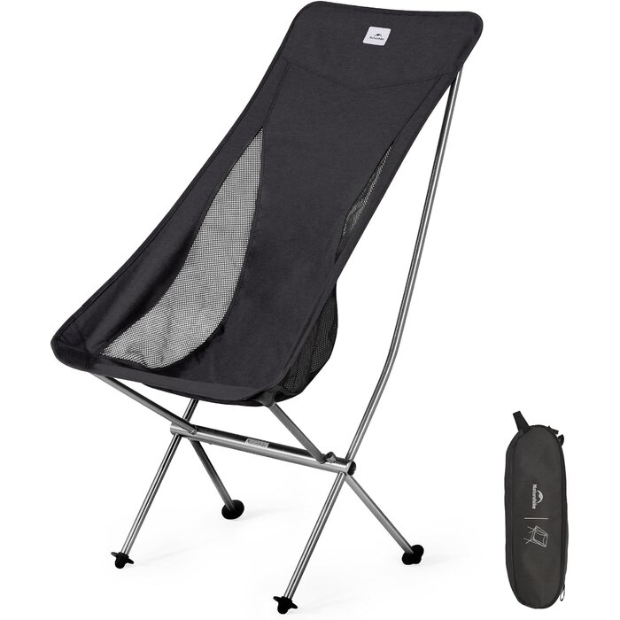 Chaise de camping pliante ultralégère et portable noire - Jusqu'à -35% !