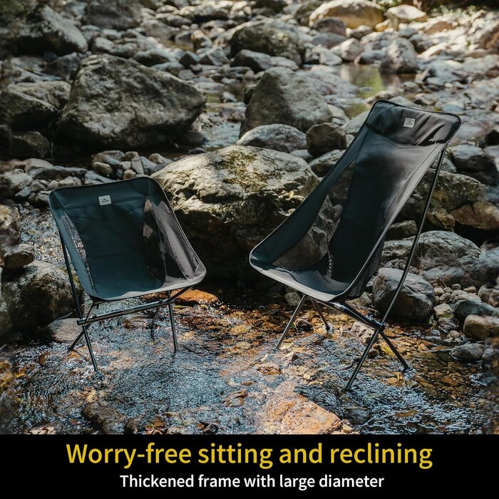 Chaise de camping pliante ultralégère et portable noire - Jusqu'à -35% !
