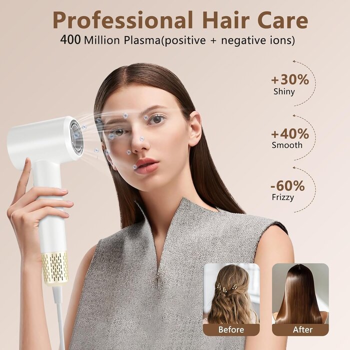 Sèche-cheveux Plasma HD 110 000 tr/min, silencieux - Jusqu'à 35% de réduction !