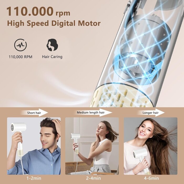 Sèche-cheveux Plasma HD 110 000 tr/min, silencieux - Jusqu'à 35% de réduction !