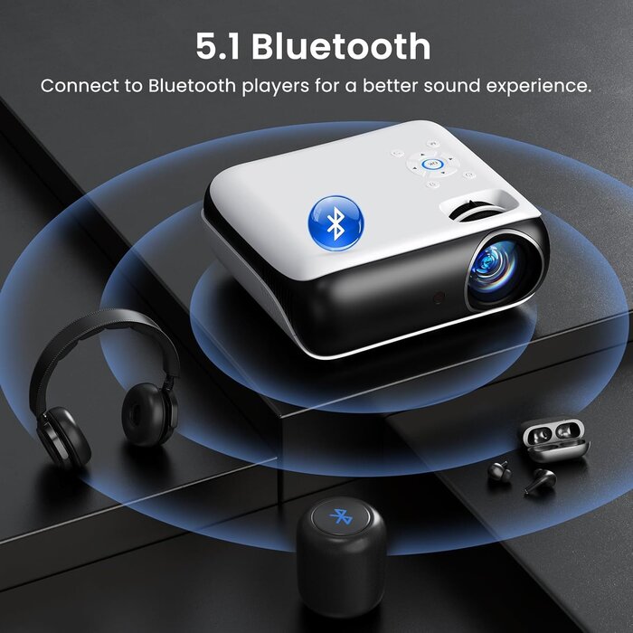 Mini Projecteur Portable Full HD 1080p Natif avec Bluetooth 5.1 - Jusqu'à 35% de réduction