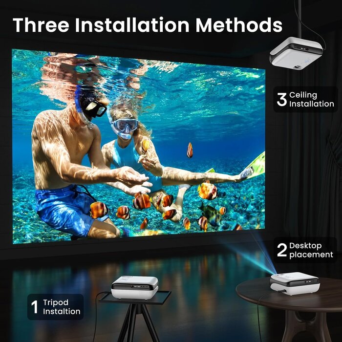 Mini Projecteur Portable Full HD 1080p Natif avec Bluetooth 5.1 - Jusqu'à 35% de réduction