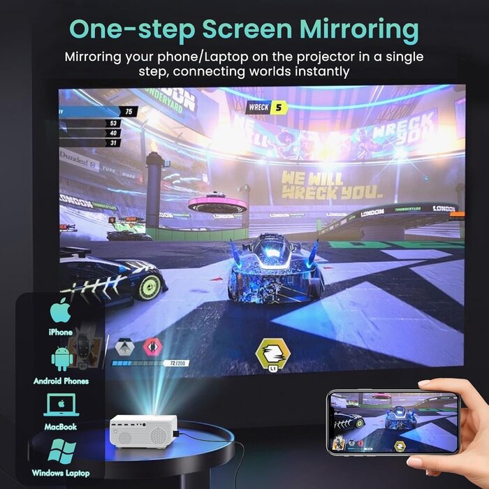 Projecteur Full HD 1080p (4K) WiFi Bluetooth | Écran 300'' | Jusqu'à -35%