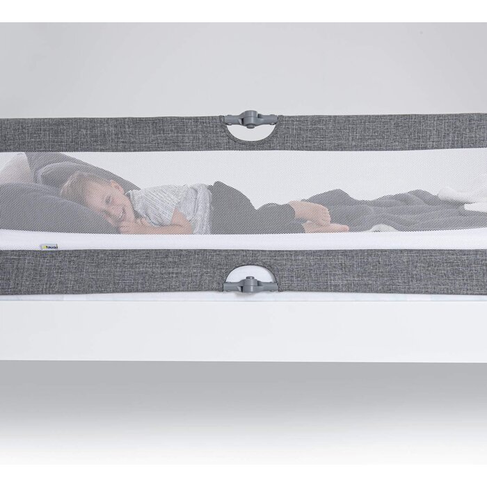 Barrière de lit Pliable XL 150x50 cm Enfant Grise - Jusqu'à 35% de Réduction