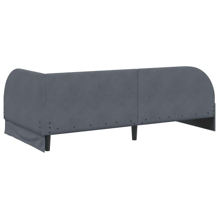 Lit d'angle velours gris, tête de lit intégrée, simple large - jusqu'à 35% de réduction