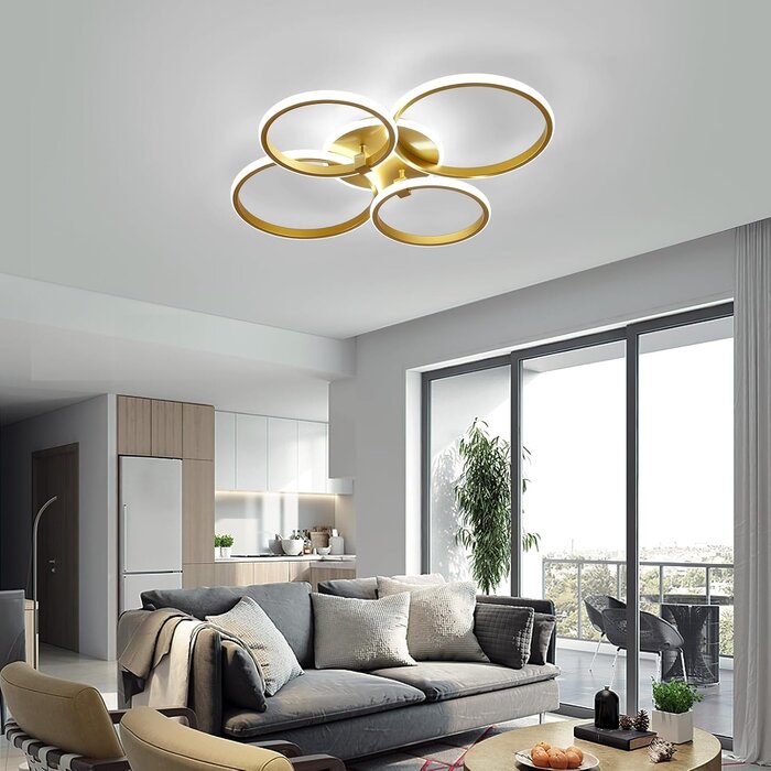 Plafonnier LED Dimmable Doré Cercles Pivotants - Jusqu'à 35% de réduction !