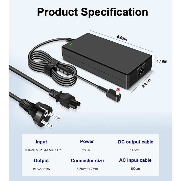 Adaptateur secteur 180W pour ordinateurs portables de jeu - Jusqu'à 35% de réduction !