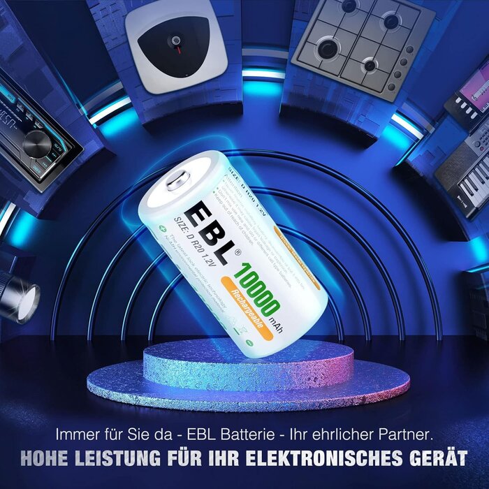 Pack 6 Piles D rechargeables 10000mAh Ni-MH - Jusqu'à 35% de réduction