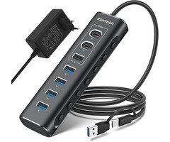 Hub USB-C 7 ports Aluminium Noir 10Gbps - Outlet, jusqu'à -35% !